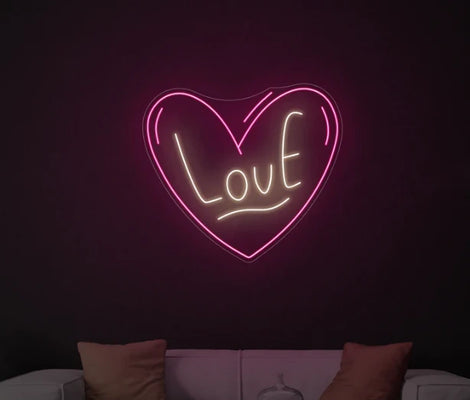 Néon LED personnalisé Néon cœur “Love” – Déco romantique personnalisée - Décoration - Création LumiNéon