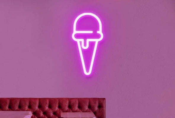 Néon LED personnalisé Néon Glace Rose – Signalétique fun & gourmande - Boutique - Création LumiNéon